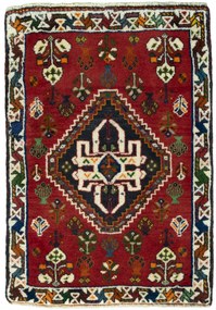 Shiraz Tappeto 70x50 Rosso (Iran) Annodato A Mano