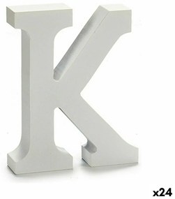 Lettera K Legno Bianco (2 x 16 x 14,5 cm) (24 Unità)