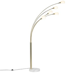 Lampada da terra art deco oro 5 luci SIXTIES marmo