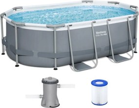 BESTWAY Piscina fuori terra ovale power steel 305x200xh.84 cm con pompa filtro a cartuccia 5614A