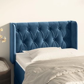 Testiera Ad Orecchio Blu Scuro 83x16x78/88 Cm İn Velluto /
