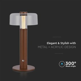 LED Lampada da tavolo ricaricabile dimmerabile LED/1W/5V 3000K 1800 mAh marrone