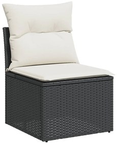 Set Divani da Giardino 5 pz con Cuscini in Polyrattan Nero