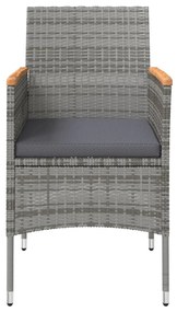 Set da pranzo da giardino 7 pz con cuscini grigio e nero