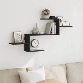 Scaffale A Parete Nero 104x15x49 Cm İn Truciolato /