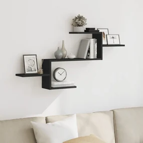 Scaffale A Parete Nero 104x15x49 Cm İn Truciolato /