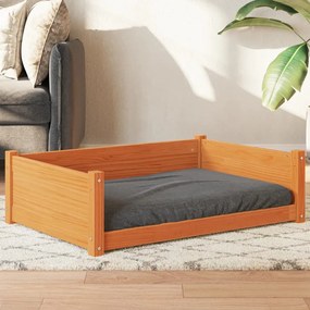 Cuccia Per Cani Marrone Cera 95,5x65,5x28cm Legno Massello Pino /