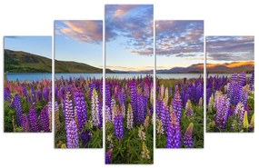 Quadro Multipannello Fiori del Lago della Lavanda
