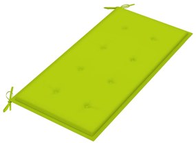 Panca da giardino con cuscino verde brillante 112 cm legno teak