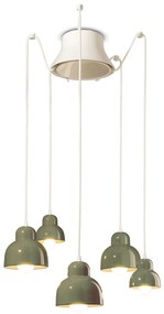 Ferroluce Decò Berimbau - 5-light suspension lamp C2605 Verde Salvia