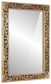 Specchio Da Bagno 50x70x2,5 Cm Legno Massello Di Mango E Vetro /
