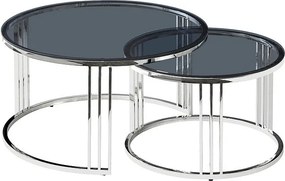 Set di Tavolini da caffè Vienna in vetro fumé /cromo