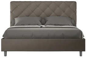 Letto matrimoniale con rete imbottito 160x200 similpelle cappuccino Priya