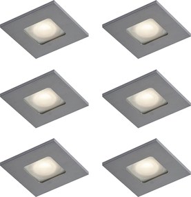 Set di 6 faretti da incasso moderni canna di fucile quadrati IP44 - Qure
