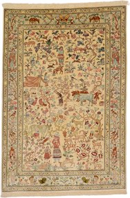 Ghom Tappeto 130x200 Beige (Iran) Annodato A Mano