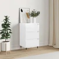 Credenza Bianco Lucido 40x35x70 cm in Legno Multistrato 831086