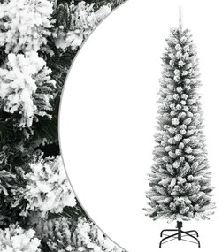 Albero Natale Artificiale Sottile Neve Floccata 120cm Pvc E Pe /