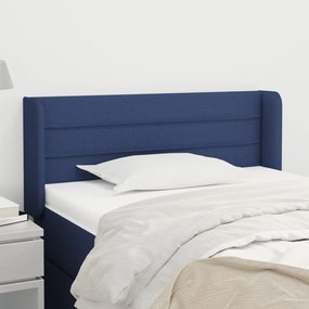 Testiera Ad Orecchio Blu 93x16x78/88cm İn Tessuto /