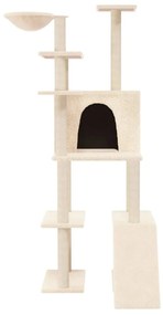 Albero per gatti con tiragraffi in sisal crema 166 cm