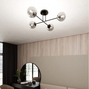 Lampadario da Soffitto in Acciaio ROMA 4 Nero 4xE14 Colore del corpo Grafite