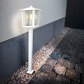 Paletto da Giardino Bianco 80cm Acciaio INOX, Base E27 - Serie PILLAR Colore Bianco