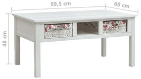 Tavolino da Caffè Bianco 99,5x60x48 cm in Legno