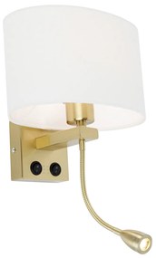 Lampada da parete in ottone con paralume ovale in lino bianco 25 cm - Brescia Combi