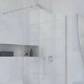 Soffione a Sbalzo Inclinato con Effetto Pioggia in Acciaio Inox Cromo 45x10 cm