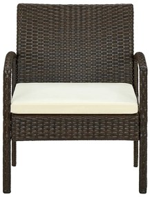 Sedia da giardino con cuscino in polyrattan marrone