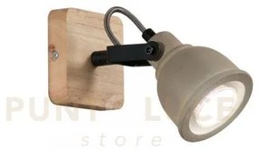 Applique a parete kisa grigia e legno 1 luce attacco gu10 10x15,9x1...