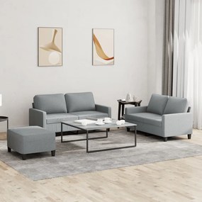 Set Di Divani 3 Pz Con Cuscini Grigio Chiaro İn Tessuto /