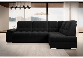 Divano angolare nero allungabile/con contenitore (con penisola a destra/a L) Sado – ELTAP