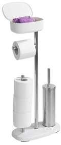 Porta carta igienica con spazzola in acciaio inox in bianco-argento Rivazza - Wenko