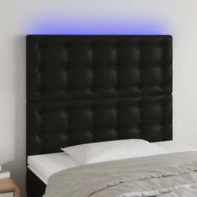 Testiera A Led Nera 100x5x118/128 Cm İn Similpelle /