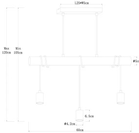 Globo 15539-3HB - Lampadario a sospensione con filo GREGOR 3xE27/60W/230V
