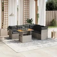 Set Divani da Giardino 7 pz con Cuscini Grigio in Polyrattan 3270850