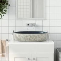 Lavabo da Appoggio Sabbia e Blu Ovale 59x40x14 cm Ceramica 155099