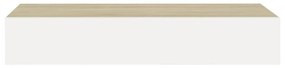 Scaffale da parete con cassetto bianco rovere 60x23,5x10 cm mdf