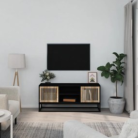 Mobile Porta Tv Nero 105x30x45 Cm İn Legno Multistrato E Ferro /