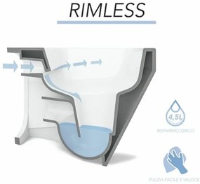 Sanitari Filomuro Rimless Simas Vignoni con sedile soft-close traslato