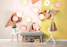 Carta da parati autoadesiva – Macarons nel cono