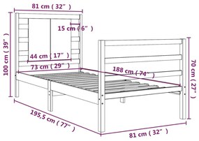 Giroletto in legno massello bianco 75x190 cm small single