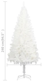Albero di Natale Preilluminato con Palline Bianco 240 cm PVC