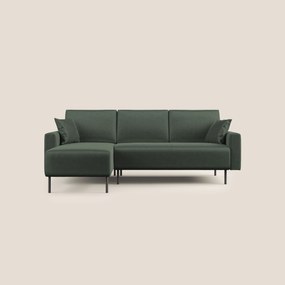 Arthur divano moderno angolare in velluto morbido impermeabile T01 verde Destro