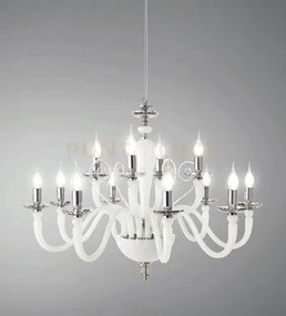 Lampadario debussy 12 luci bianco satinato cromo attacco e14 d.84cm