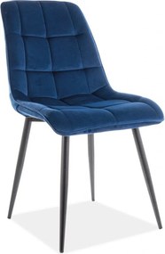 Sedia Chic in velluto navy/nero Blu86