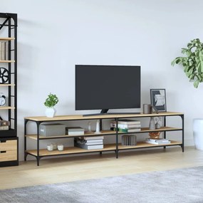 Mobile Tv Rovere Sonoma 200x30x50cm Legno Multistrato E Metallo /