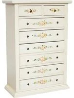 Cassettiera 8 cassetti legno shabby bianco anticato decori 87x40x125 - Mobili 2G