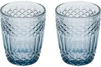 Set 2 bicchieri acqua vetro blu lavorato Amalia