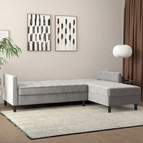 Divano angolare grigio chiaro in velluto Presley - Støraa